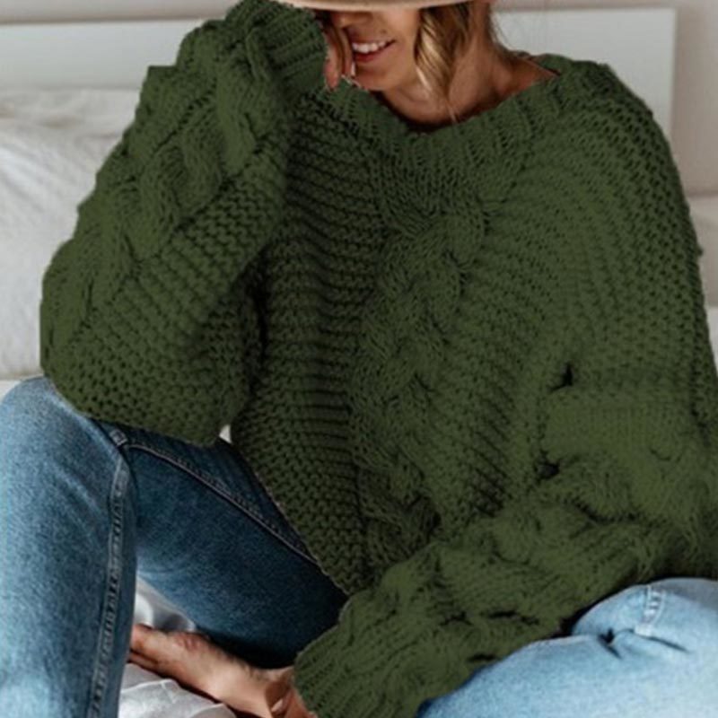 Casual Long Sleeve Twist Knitted Sweater Vintage Loose Pullovers Europe Oversized Jumpers Women Autumn Winter Tops 210428