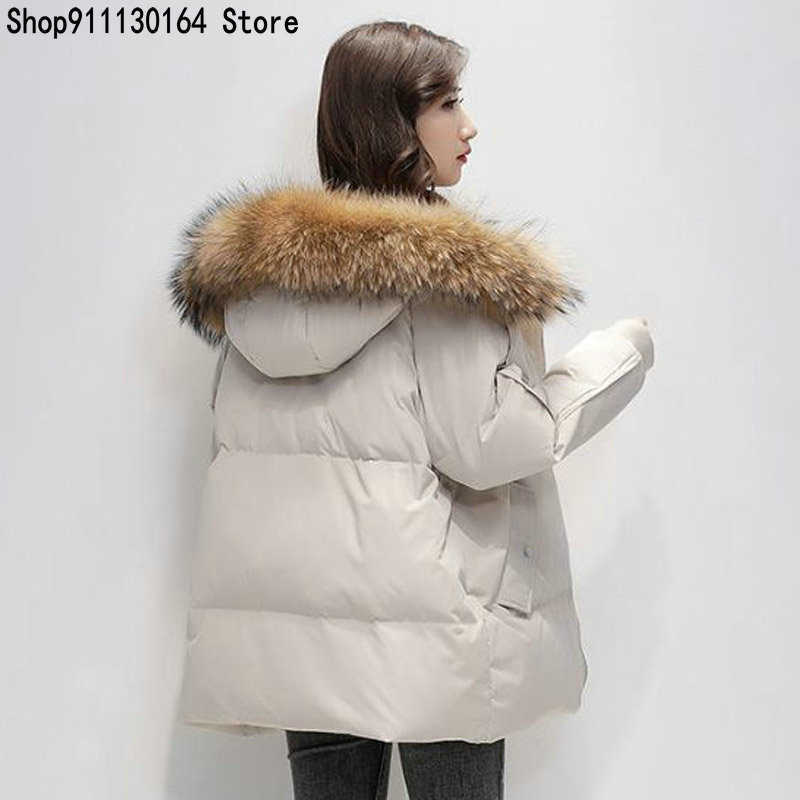 Womens Winter Jacket And Beige Coat Cotton Jackets Warm Outwear Overcoat Korean M-long Style Loose Clothes 210819