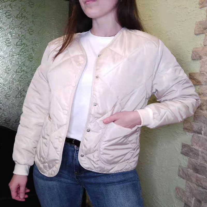 Womens Casual Coat Female Cotton-Padded Quilted Parka Jacket Down Cotton Padded Winter Coat Outwear Spring Autumn Winter 210830