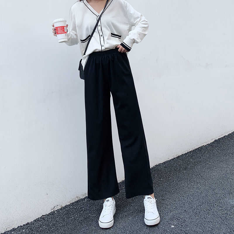 2021 New Wide Leg Pants, Women's Casual Pants, Home Pants, High Waist Drop, Versatile, Large Short, Women's Trend Pants Women Q0801