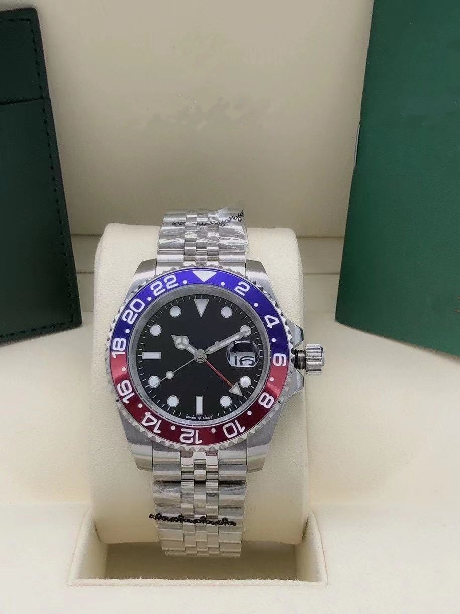 Top Mens 40mm Watch Automatic Mechanical Watches GMT Stainless Steel Blue Red Ceramic Sapphire Glass wristwatch
Top Mens 40mm Watch Automatic Mechanical Watches GMT Stainless Steel Blue Red Ceramic Sapphire Glass wristwatch