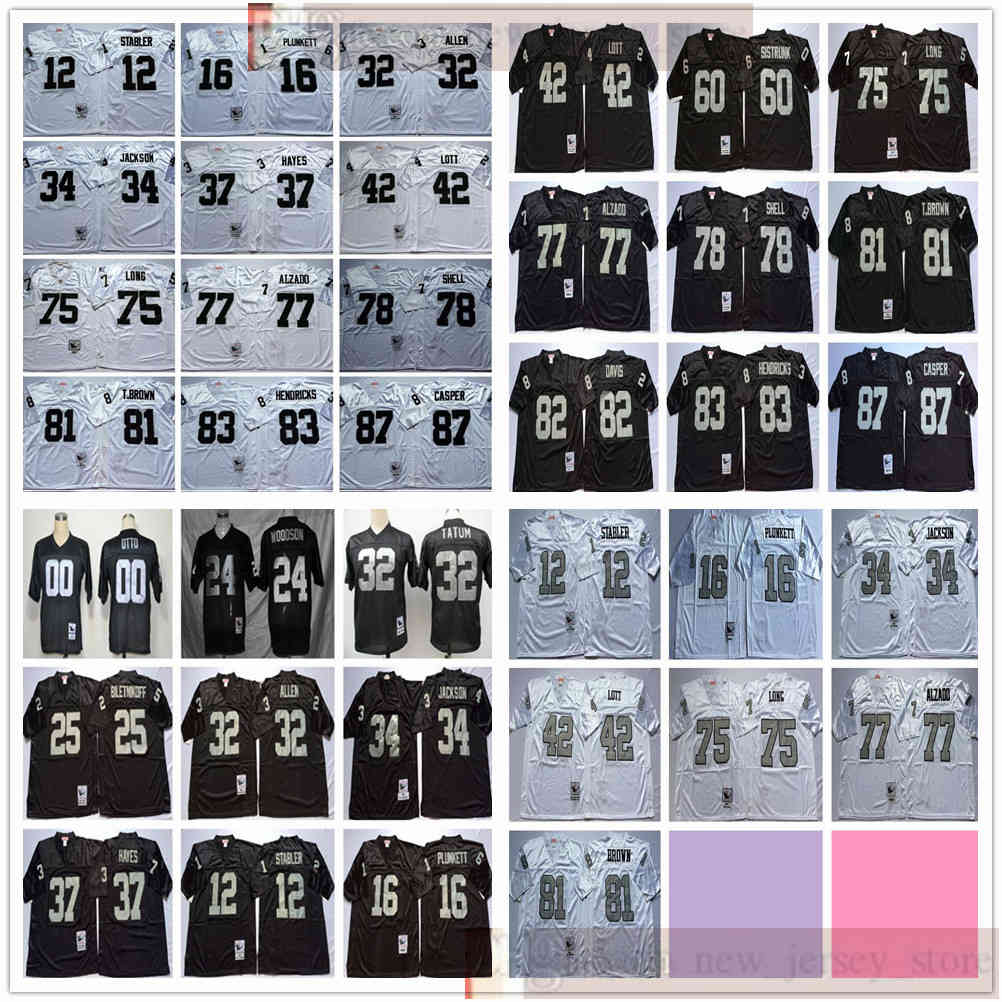 Vintage 75th Retro NCAA Football 00 Jim Otto Jack Tatum Marcus Allen Charles Woodson Bo Jackson Jim Plunkett Ken Stabler Jerseys Black White, Same as picture
Vintage 75th Retro NCAA Football 00 Jim Otto Jack Tatum Marcus Allen Charles Woodson Bo Jackson Jim Plunkett Ken Stabler Jerseys Black White, Same as picture