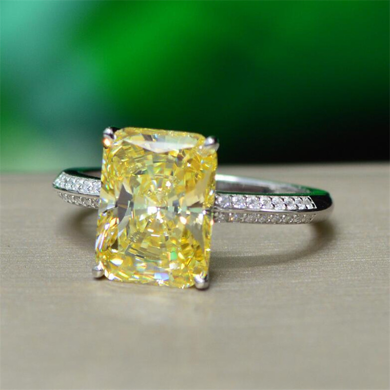 Choucong Brand Design Stunning Luxury Jewelry Pure 100% Soild 925 Sterling Silver Princess Cut Large Gold Moissanite CZ Diamond Eternity Women Wedding