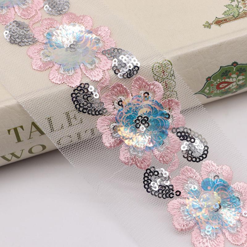 Ribbon H769 6CM Organza 3D Sequin Flower Colorful Embroidered Lace Trim Wedding DIY Handmade Patchwork Sewing Supplies, Pink;blue 
Ribbon H769 6CM Organza 3D Sequin Flower Colorful Embroidered Lace Trim Wedding DIY Handmade Patchwork Sewing Supplies, Pink;blue