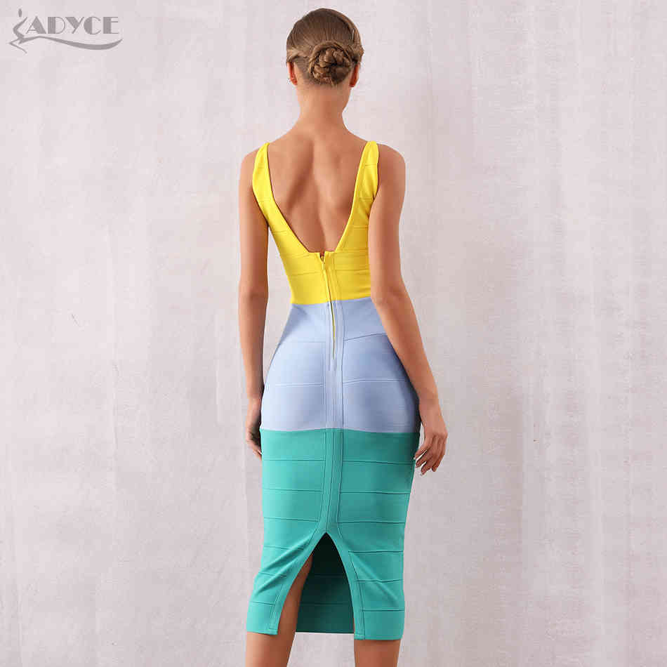 Summer Women Bodycon Bandage Dress Sexy V Neck Sleeveless Tank Club Celebrity Evening Party Vestidos 210423