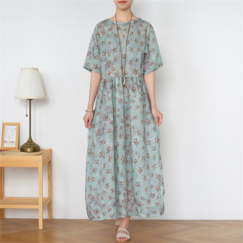 Johnature Women Ramie Print Floral Dresses O-Neck Short Sleeve Vintage High Quality Female Clothes Summer A-Line Dress 210521, Gray
Johnature Women Ramie Print Floral Dresses O-Neck Short Sleeve Vintage High Quality Female Clothes Summer A-Line Dress 210521, Gray