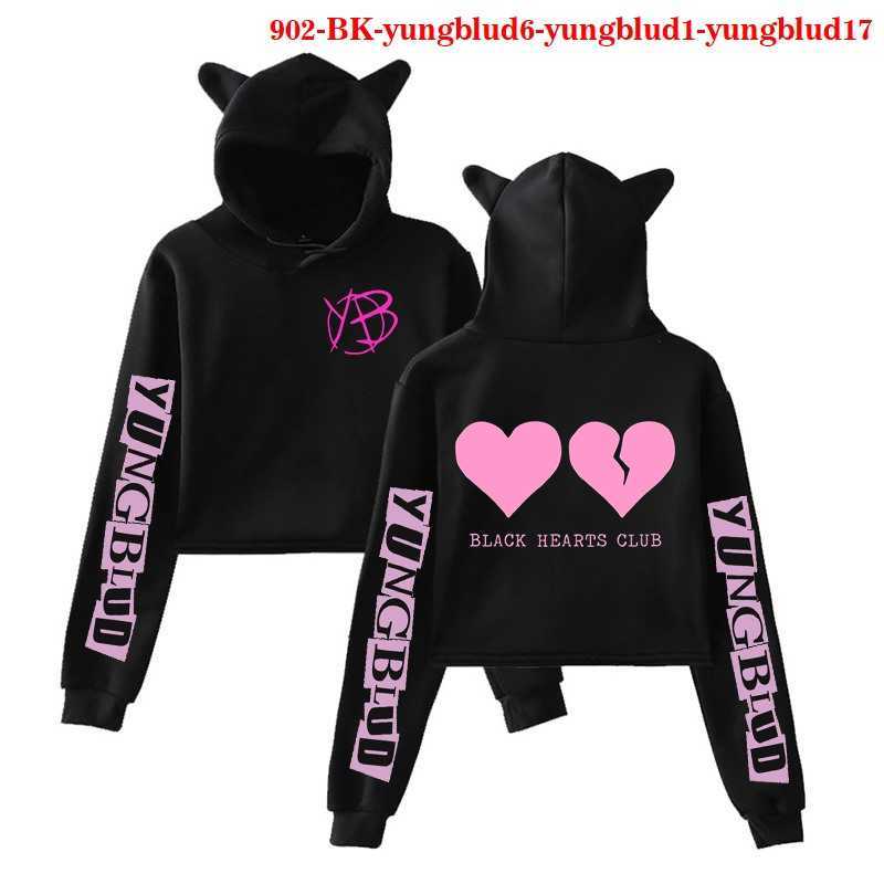 Black Crop Top Sweatshirt Long Sleeve Yungblud Women Hoodies Hooded 90s Girl Streetwear Yungblud Harajuku Hoodie Kpop Hoody 211008