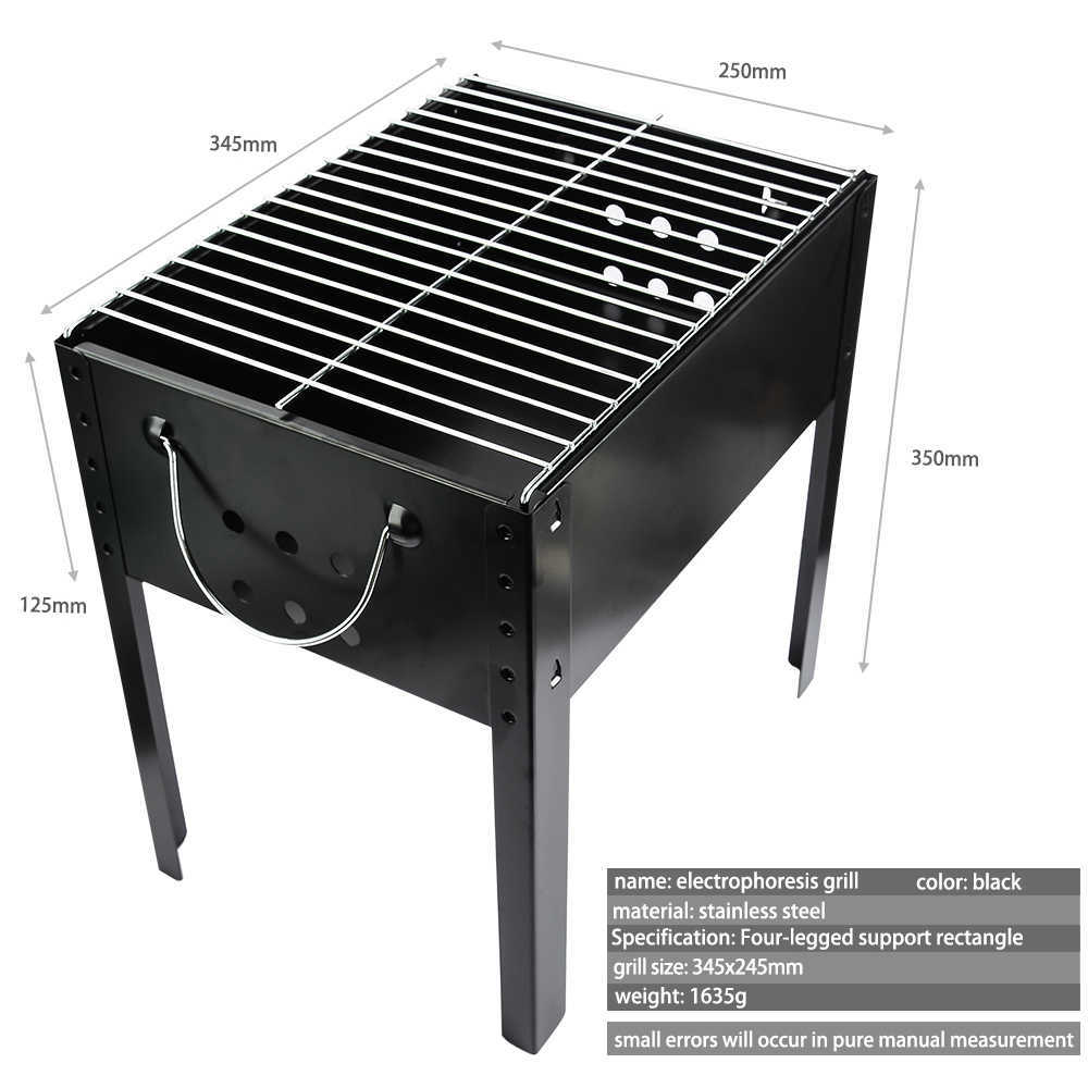 Portable Grill BBQ Foldable Charcoal Barbecue Grill Garden Outdoor Cooking Camping Hiking Picnic Travel Park 210724