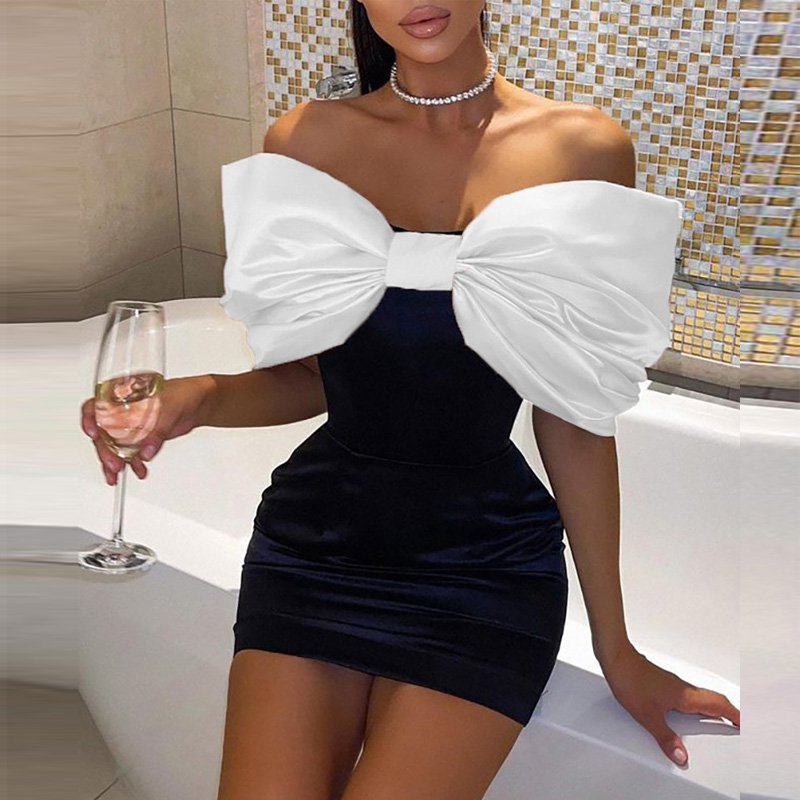 2025sexy Pink Bowknot Ladies Tail Party Dresses Charming Short Mini Slim Fit Sheath Prom Homecoming Evening Dress For Women Girls