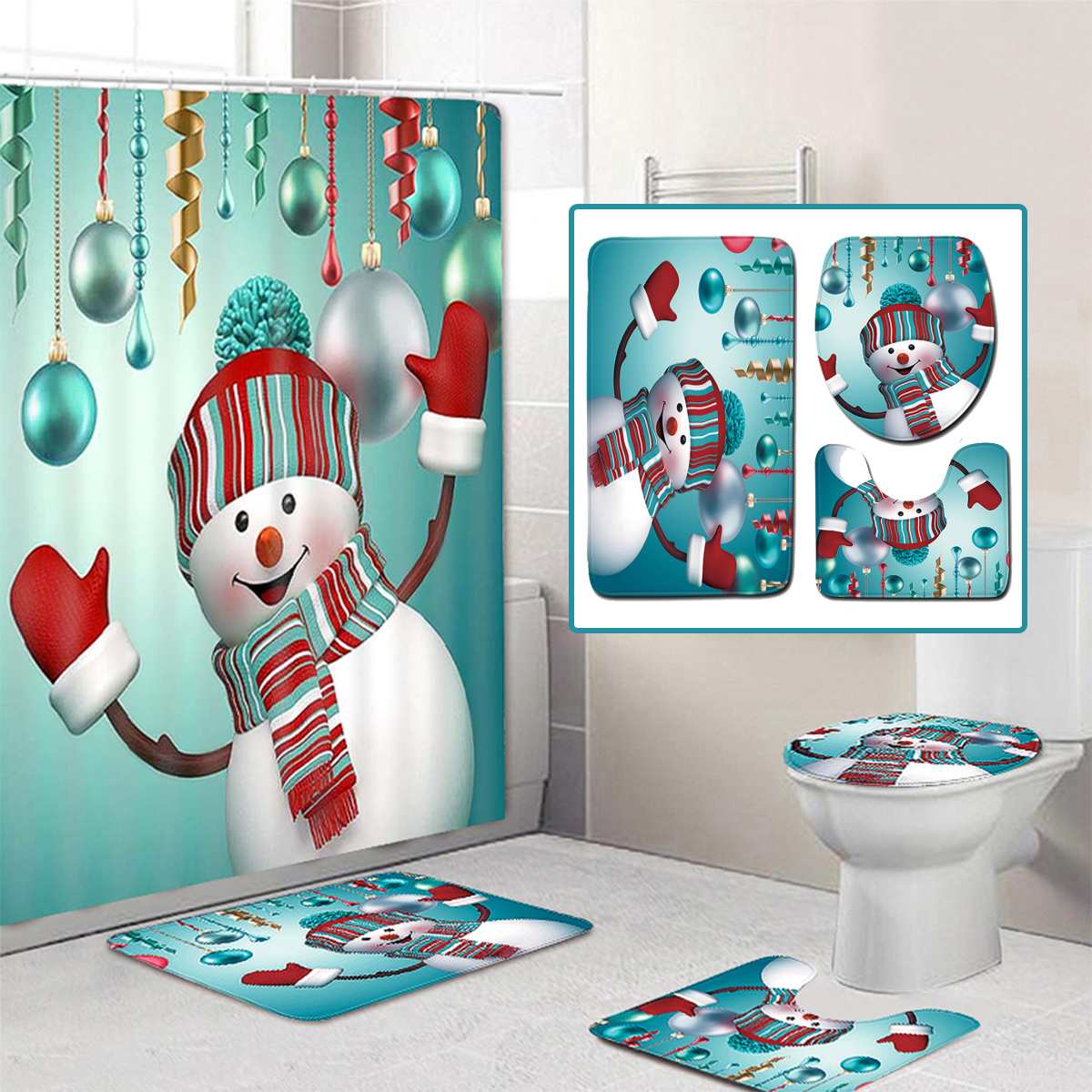 Merry Christmas Shower Curtain Bathroom set Snowman Santa Father Bell Elk Pattern Waterproof Toilet Cover Mat Non Slip Rug
Merry Christmas Shower Curtain Bathroom set Snowman Santa Father Bell Elk Pattern Waterproof Toilet Cover Mat Non Slip Rug