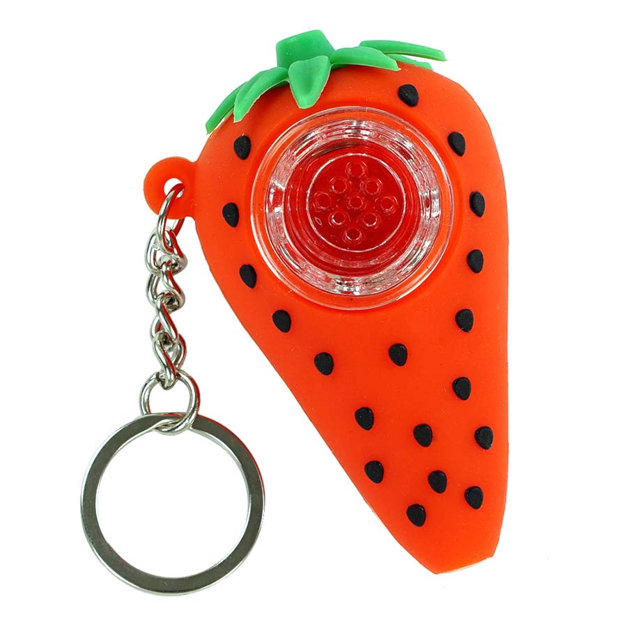 strawberry silicone smoking tobacco pipe glass hand pipes spoon dab rigs