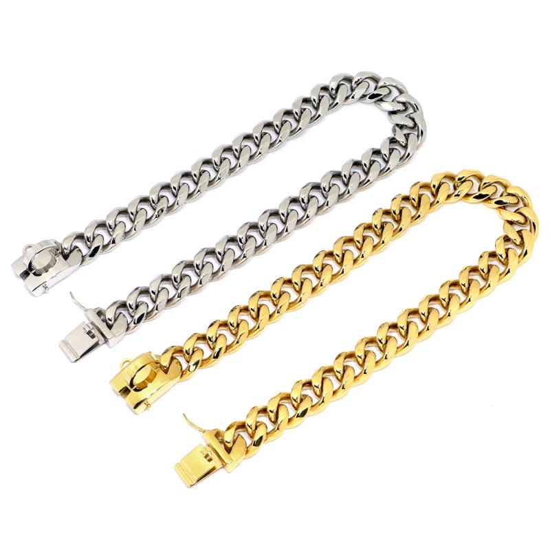 Leashes Collars 304 Dog Stainless Steel Chain Collar Strong Metal Choke Sier Gold Pet Lead Rope For Party Show