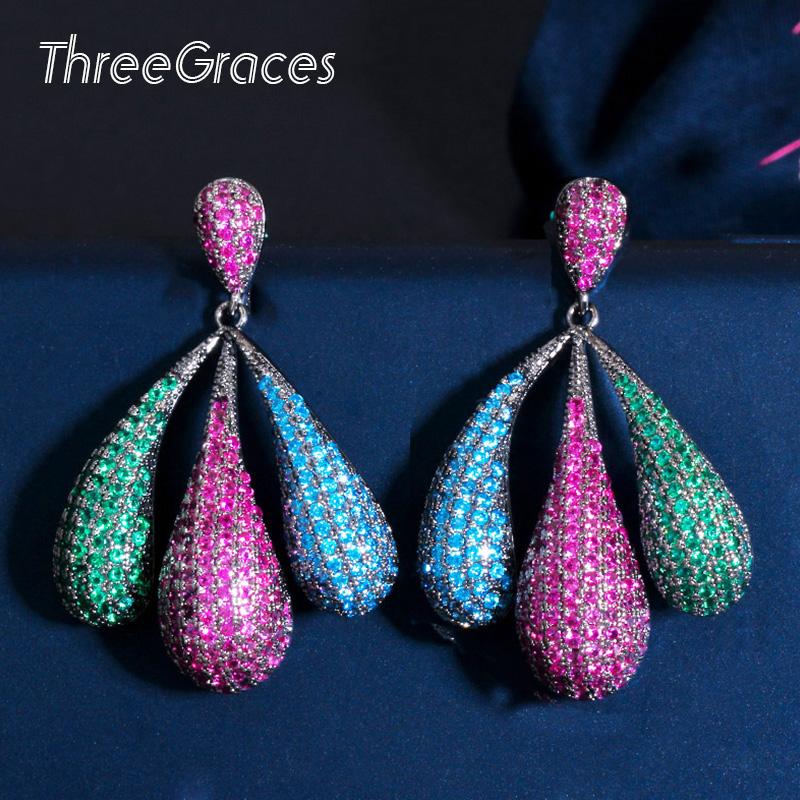 Dangle & Chandelier ThreeGrace Aesthetic Women Jewelry Red Fuchsia Blue Green Cubic Zirconia Big Long Drop Earring Fashion Brides Gift ER425, Silver
Dangle & Chandelier ThreeGrace Aesthetic Women Jewelry Red Fuchsia Blue Green Cubic Zirconia Big Long Drop Earring Fashion Brides Gift ER425, Silver