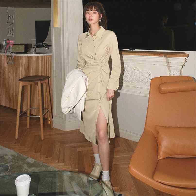 Women Green Big Size Shirring Dress Turn-down Collar Long Sleeve Loose Fit Fashion Spring Autumn 2E1663 210526
Women Green Big Size Shirring Dress Turn-down Collar Long Sleeve Loose Fit Fashion Spring Autumn 2E1663 210526