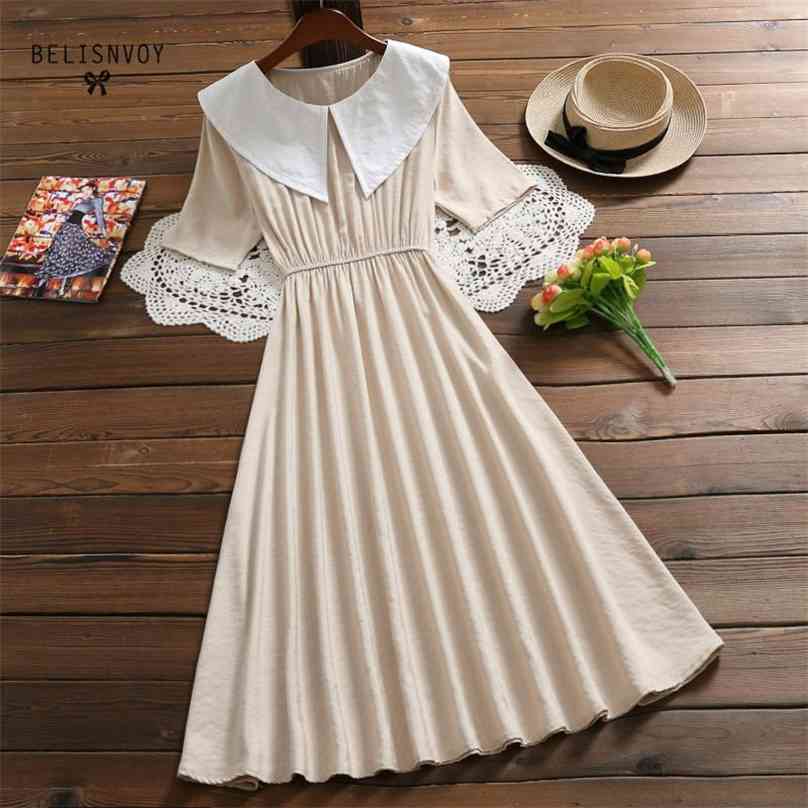 Japanese Mori Girl Summer Women Blue Dress Apricot Casual Loose Vestidos Femininos Short Sleeve Elegant Kawaii Dresses 210520, Khaki
Japanese Mori Girl Summer Women Blue Dress Apricot Casual Loose Vestidos Femininos Short Sleeve Elegant Kawaii Dresses 210520, Khaki