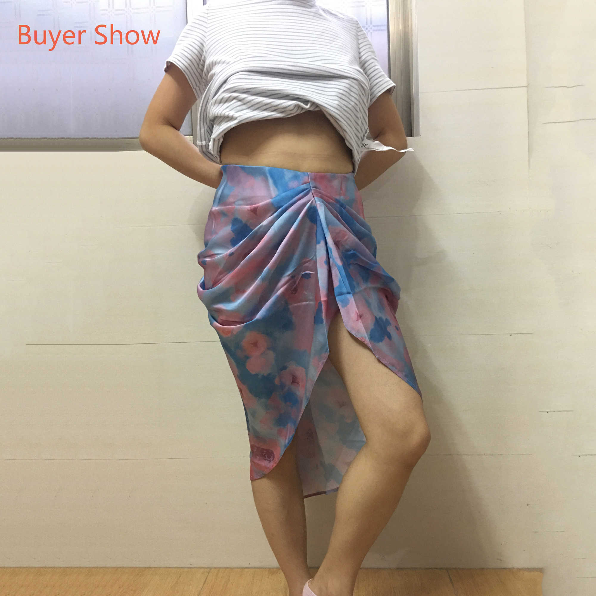 African Ladies High Waist Asymmetrical Skirt Sexy Split Bottom For Evening Night Party Fashion Skirts Quality 210621