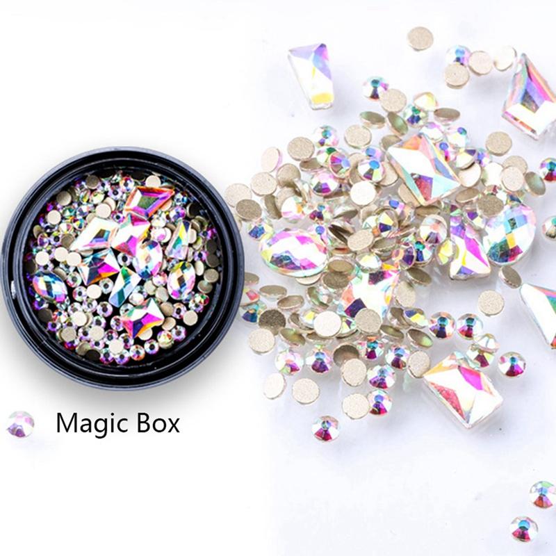 Nail Drill & Accessories 1200Pcs Art Rhinestones Glitters Acrylic Tips Decoration With 1 Box Mixed 3D Decorations