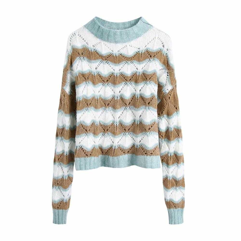 Fall Winter Women Striped Knit Sweater Long Sleeves Hollow Cut-out Casual Fashion Women Sweaters Pullovers 210709, As picture
Fall Winter Women Striped Knit Sweater Long Sleeves Hollow Cut-out Casual Fashion Women Sweaters Pullovers 210709, As picture