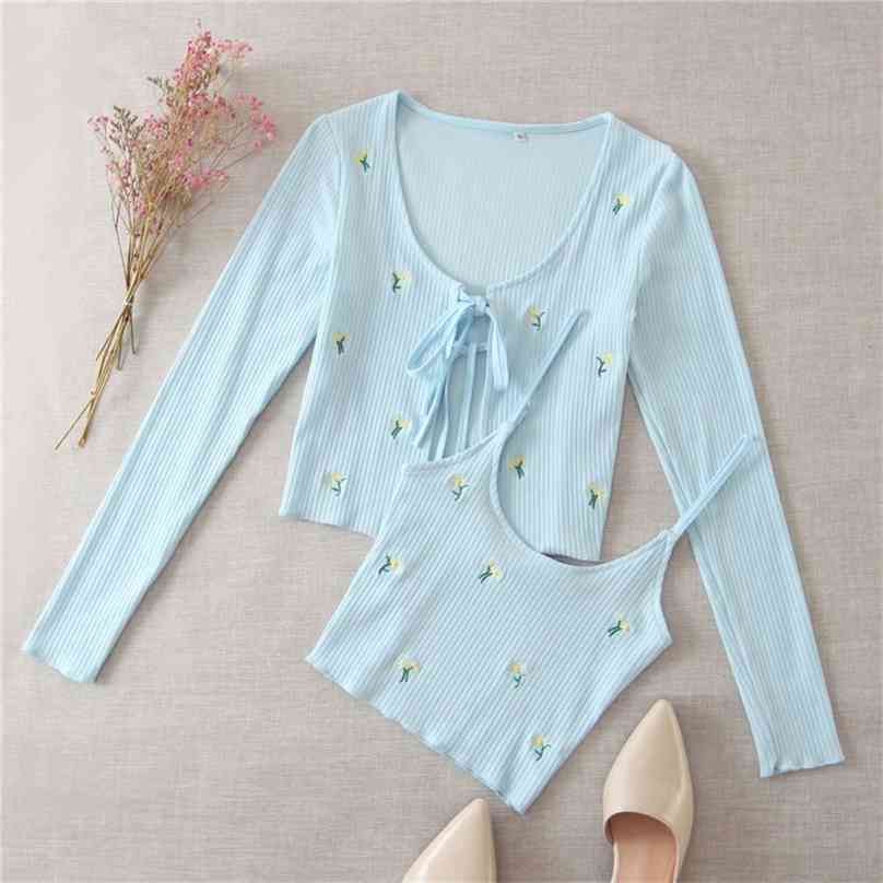 Elegant women knitted blouse sets fashion ladies floral embroidery tops set female streetwear shirts girls chic knitwear 210719, Pink
Elegant women knitted blouse sets fashion ladies floral embroidery tops set female streetwear shirts girls chic knitwear 210719, Pink