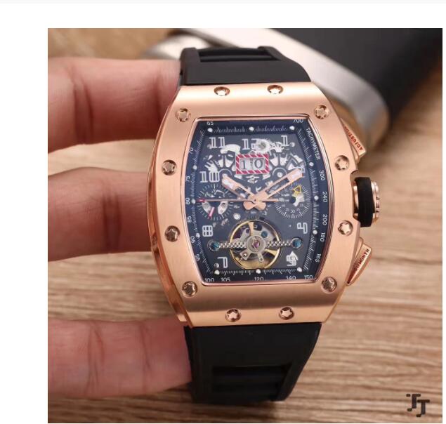 Classic New Black Rubber Men Watch Sapphire Glass Automatic Mechanical Rose Gold Silver Black AAA+ Tourbillion Calendar
Classic New Black Rubber Men Watch Sapphire Glass Automatic Mechanical Rose Gold Silver Black AAA+ Tourbillion Calendar