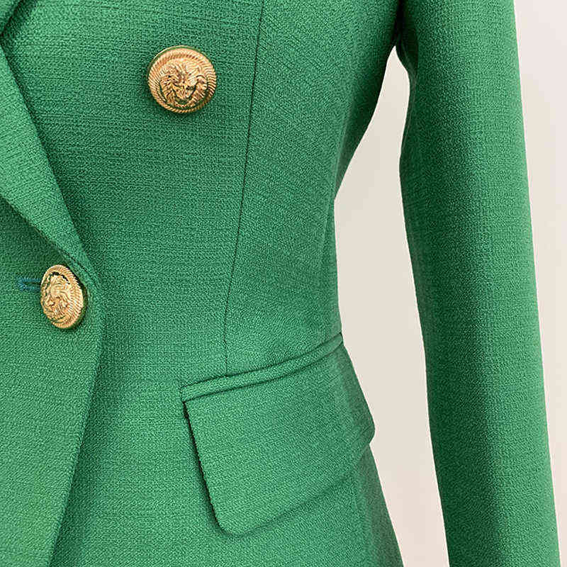 HIGH QUALITY Fashion Runway Designer Blazer Jacket Women's Lion Buttons Double Breasted Woven 211122