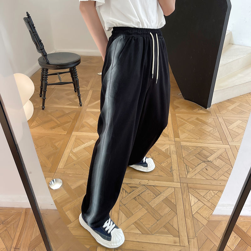 IEFB Summer Solid Side Painted Pattern Casual Pants For Men Drawstring Elastic Waist Sportswear Trousers Male 9Y7269 210524