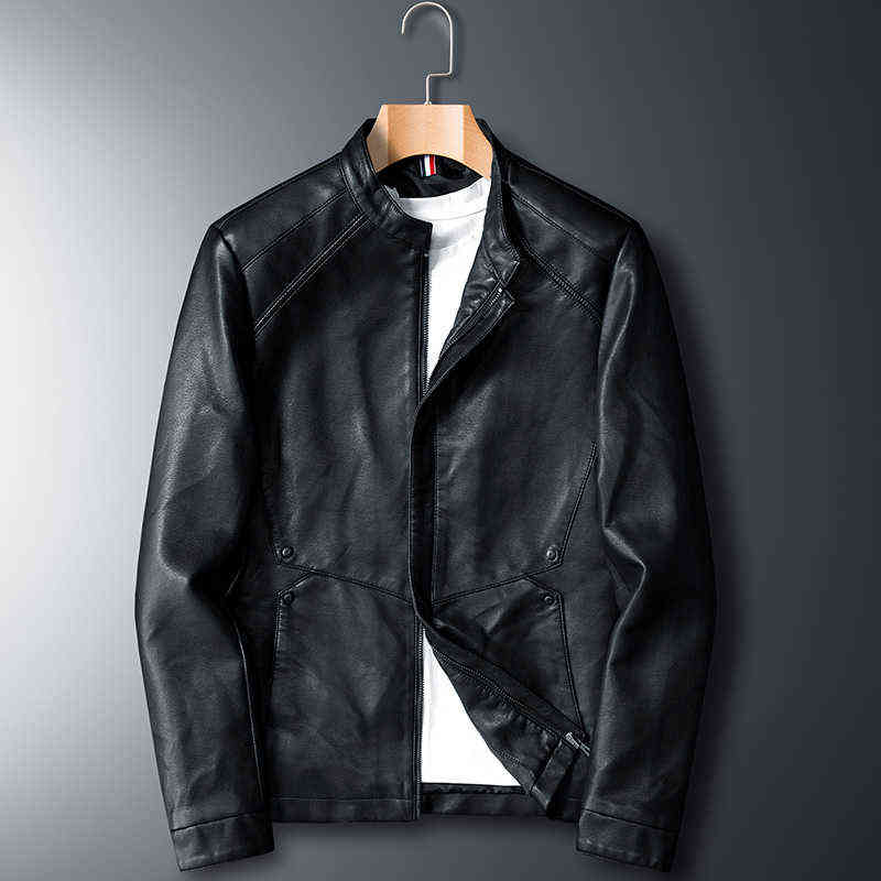 Leather Jacket Men Spring Autumn Men PU s Thin Korean Fashion Casual Coats Outerwear Slim Fit Black Coffee Coats Male M-6XL 211111