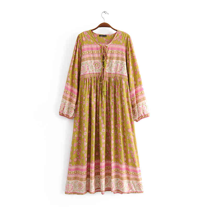 beauty Holiday Chic Floral Print Maxi Dress Women Bohemian Fashion Loose Long Dresses Female Vestido De Moda 210514