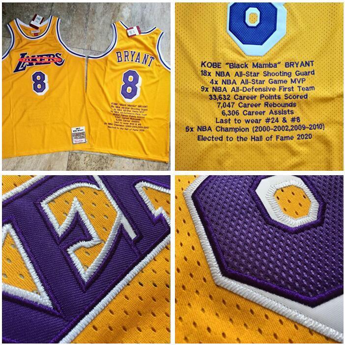 Men LosAngeles Lakers Kobe Bryant Mitchell & Ness 1996-97 yellow Hardwoods Classics Player Jersey and pant, Black;red
Men LosAngeles Lakers Kobe Bryant Mitchell & Ness 1996-97 yellow Hardwoods Classics Player Jersey and pant, Black;red
