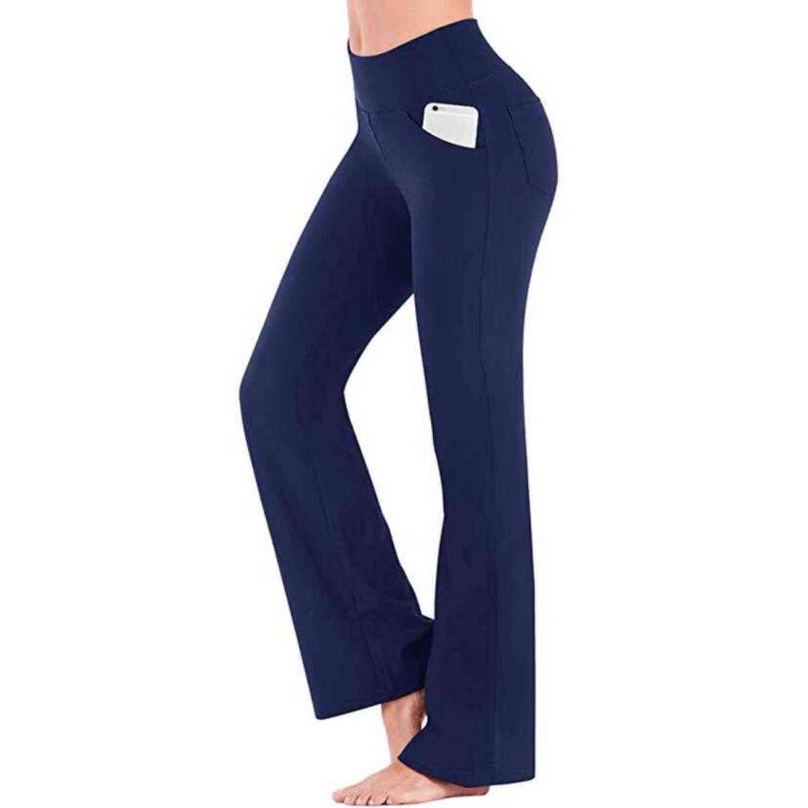 Bootcut Flare Pants for Women with Pockets High Waist Workout Bootleg Work Dress Plus Size 4XL 211115