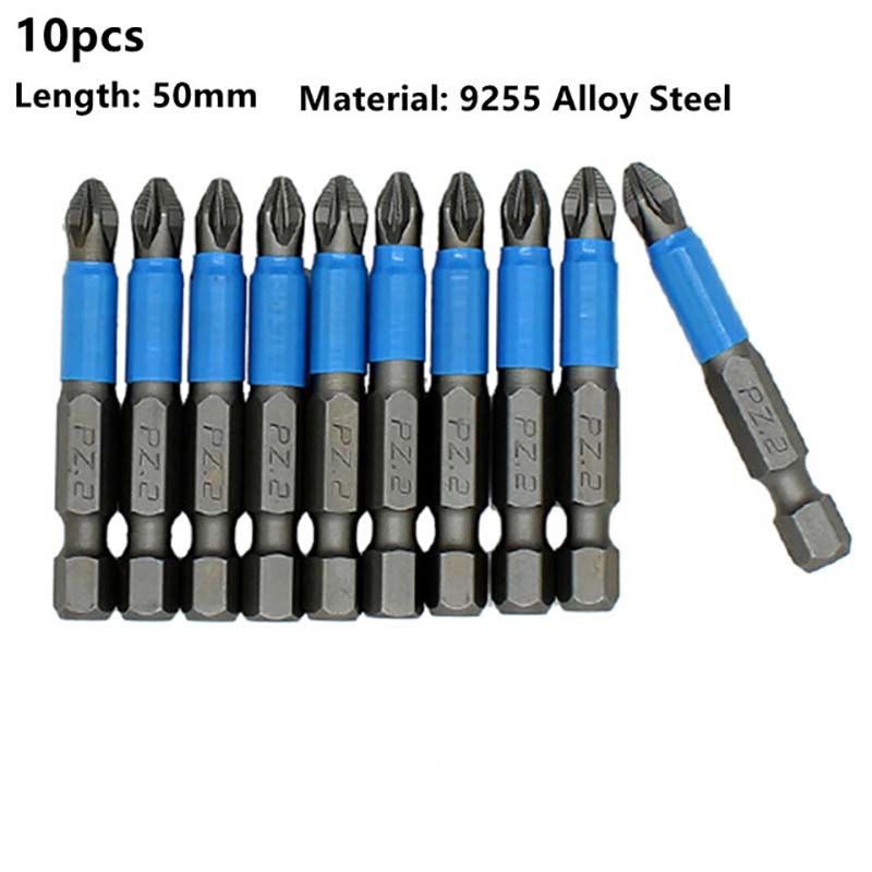 50mm PH2 Cross Bit Drills Head Screwdriver Bited Hand Tools Anti-Slip Electric Hex Shank Magnetic Screwdrivers Drill Bits Vehicle Tool 10Pcs/Lot