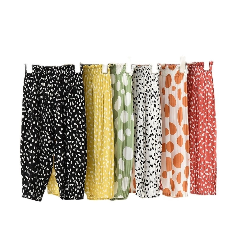 Summer children's chiffon girls casual polka dot mosquito cropped pants summer cool harem trousers P4269 210622