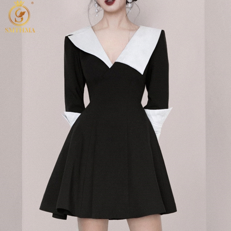 Arrival Vintage Elegant Women Black Dresses Spring Autumn Long Sleeve Female A Line Ladies Mini Dress Vestido Da Festa 210520, Picture color
Arrival Vintage Elegant Women Black Dresses Spring Autumn Long Sleeve Female A Line Ladies Mini Dress Vestido Da Festa 210520, Picture color