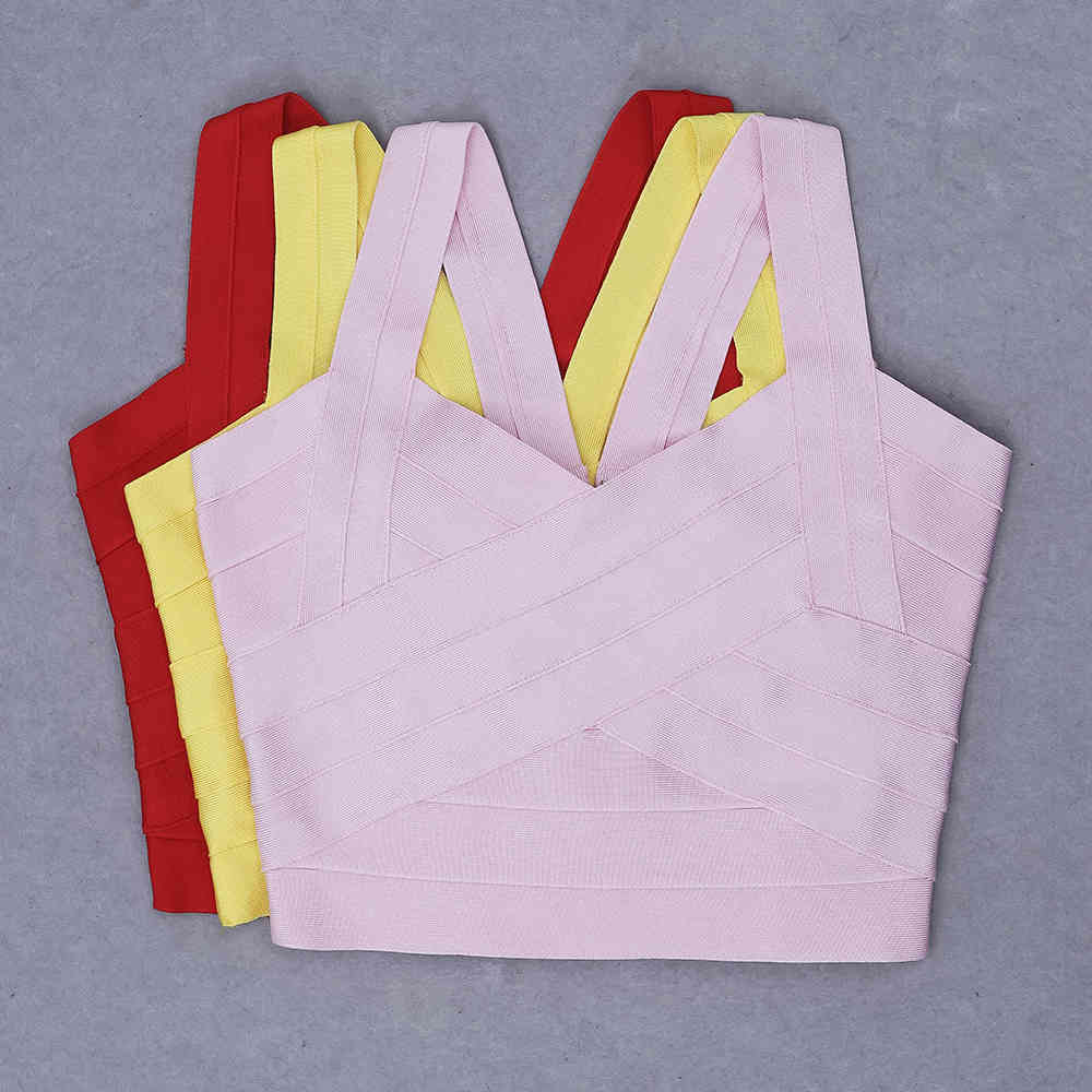 Bnadage Top Women Summer Autumn s Fashion V-Neck Sleeveless Casual Slim Crop Vest 210515