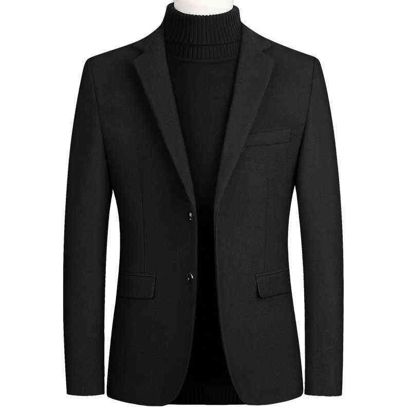 Fashion Mens Coats and Jackets Male Blazer Top Wool Blends Suit Men Jacket Spring Smart Casual Coat Solid Two Buttons 211122