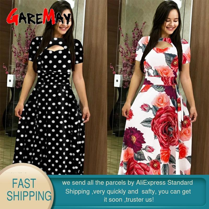 Spring Summer Women Fashion Floral Print Maxi Dress Short Sleeve Casual Black Elegant Prom Sexy Long Female Vintage 210428