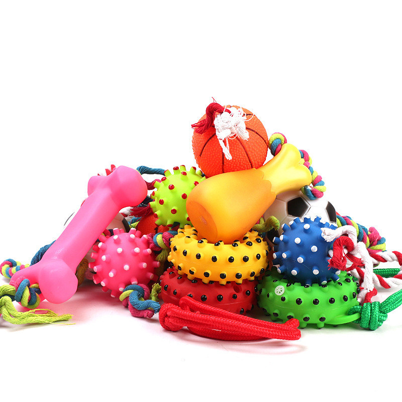 1PC Puzzle Dog Toys Molar Teeth Sounding Vinyl Toy Drawstring Football Chicken Leg Bone Pet Toy Dogs Pets Accessories