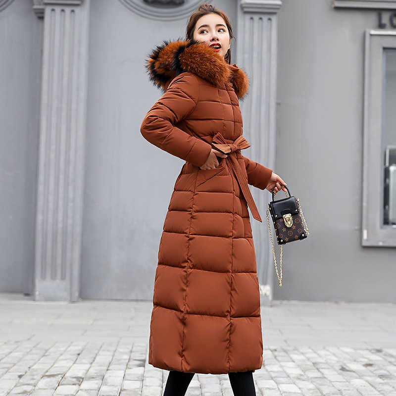 Arrival Fashion Slim X-Long Women Winter Jacket Cotton Padded Warm Thicken Ladies Coat Long Coats Parka Womens Jackets 210528