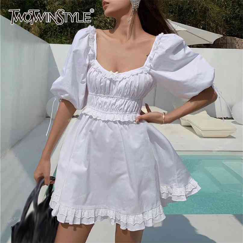 Elegant Summer Dress Women Square Collar Lantern Short Sleeve High Waist Patchwork Ruffles Dresses Female Fashion 210520, White
Elegant Summer Dress Women Square Collar Lantern Short Sleeve High Waist Patchwork Ruffles Dresses Female Fashion 210520, White
