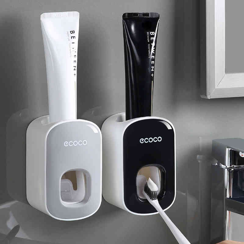 Automatic Toothpaste Dispenser Squeezer Toothpaste Tooth Dust-proof Toothbrush Holder Wall Mount Stand Bathroom Accessories