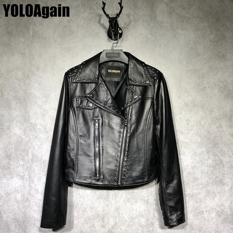 Women's Leather & Faux YOLOAgain Women Genuine Jacket Ladies Long Sleeve Rivet Black Real
Women's Leather & Faux YOLOAgain Women Genuine Jacket Ladies Long Sleeve Rivet Black Real