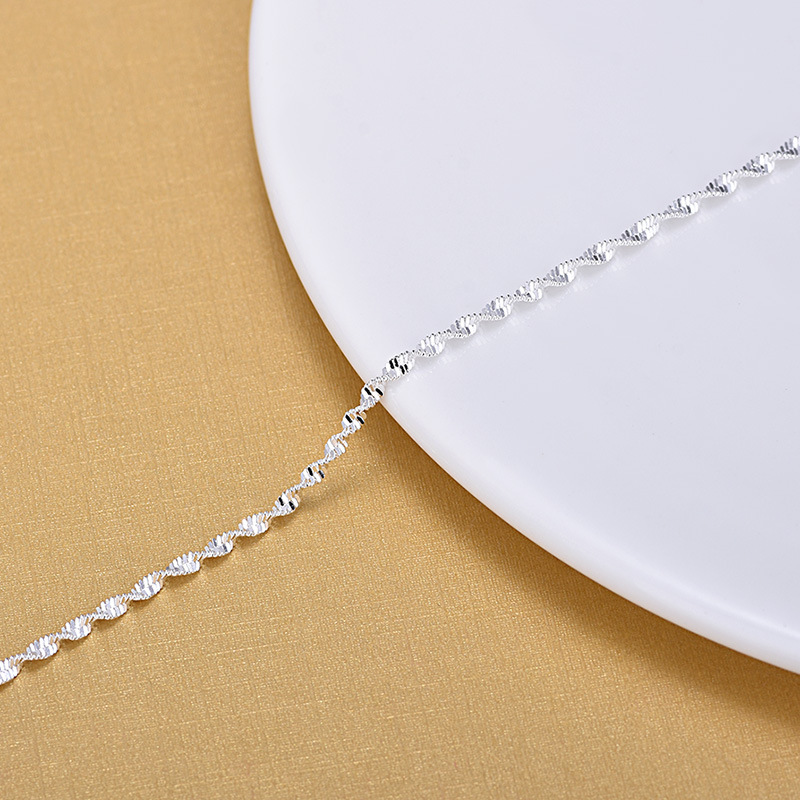 925 Sterling Silver Fashion Simple Elegant Twisted Link Chain Bracelets Jewelry For Woman Wave Anklet Gifts