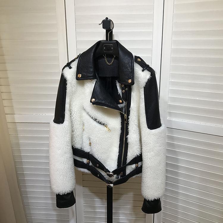 Women's Fur & Faux Womens Genuine Sheep Jacket Short Coat One 2021 Fashion With Zipper Warm Winter White Color Belt, As pic
Women's Fur & Faux Womens Genuine Sheep Jacket Short Coat One 2021 Fashion With Zipper Warm Winter White Color Belt, As pic