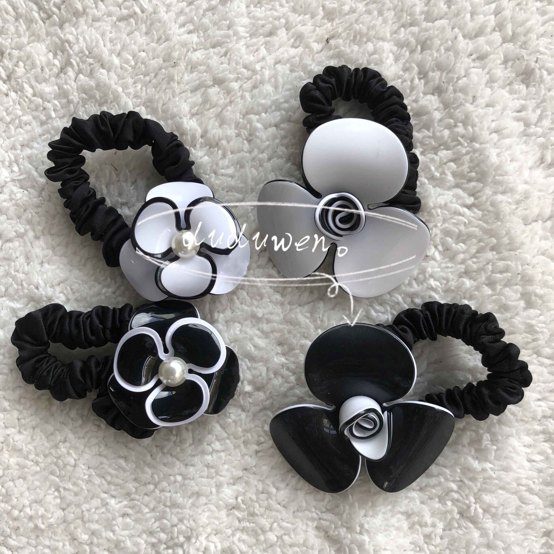 Classic Camellia Hair rope fashion Accessories C collection item Acrylic flower Hairtie including V paper card