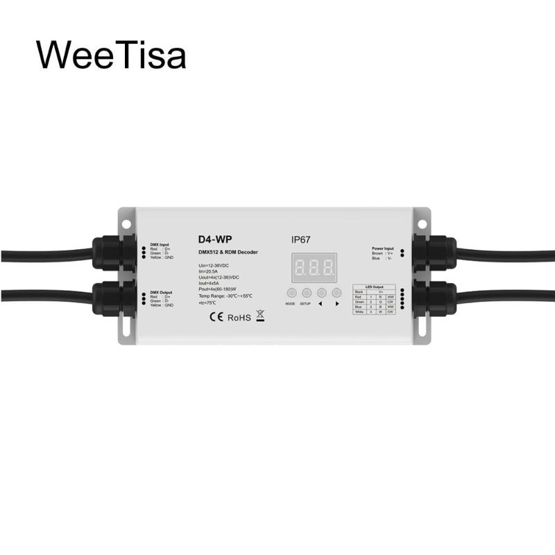512 RDM Decoder DC 12V 24V 36V Constant Voltage Waterproof IP67 4 Channel 20A RGB RGBW Strip DMX512 Controller For Outdoor Controllers
512 RDM Decoder DC 12V 24V 36V Constant Voltage Waterproof IP67 4 Channel 20A RGB RGBW Strip DMX512 Controller For Outdoor Controllers