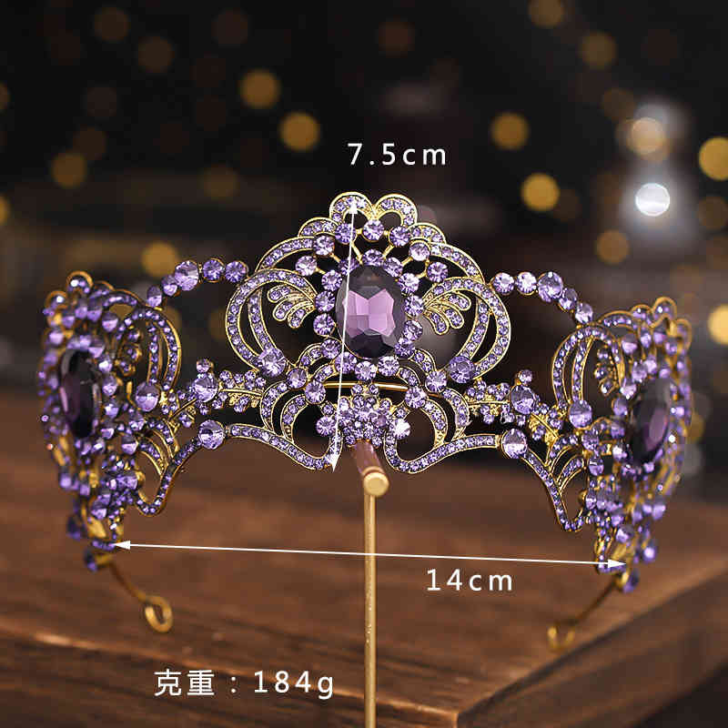 Wedding Hair Jewelry Accessories Amethyst Crown Hoop Selling Headdress Bride Dress