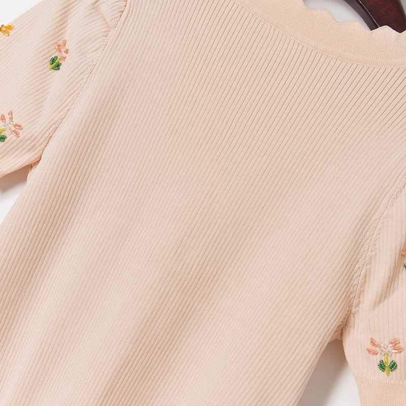 Beading Flower Wave Cardigan Women Summer V-neck Short Sleeve Knit Blouses for Woman Elegant Fresh All-match Female Tops 210525