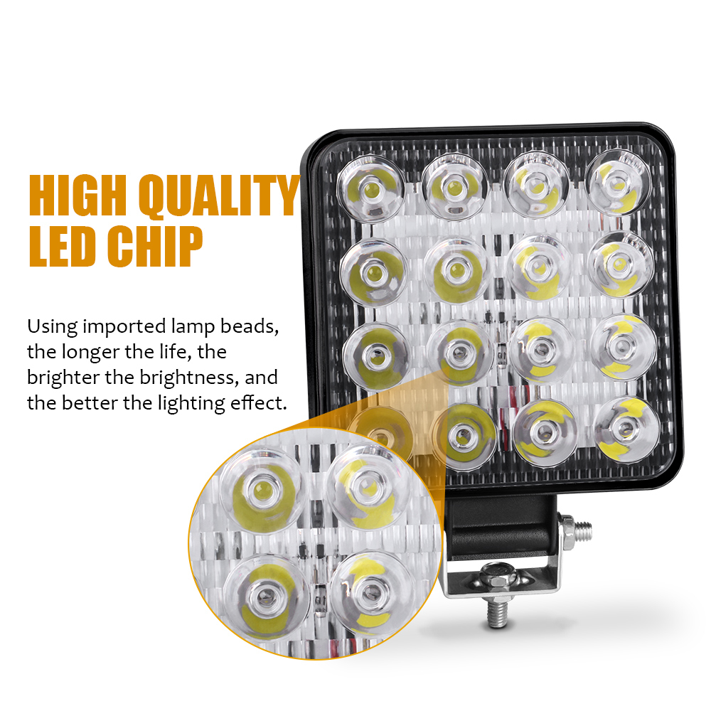 Led Light Bar Worklight 48W 16 LED Offroad Work Light 12V Fog Lamp For 4x4 LED SUV ATV Bar Tractor Headlight Bulbs Spotlight