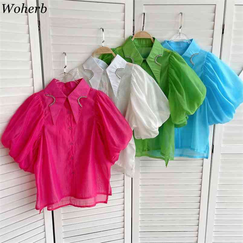 Women Chic Korean Vintage Tops Elegant Puff Sleeve Beading Collar Fashion Blouses OL Lady Shirts Casual Solid Blusas 210519, Green
Women Chic Korean Vintage Tops Elegant Puff Sleeve Beading Collar Fashion Blouses OL Lady Shirts Casual Solid Blusas 210519, Green