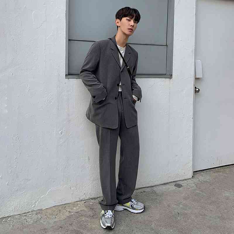 IEFB men's clothing grey suit coat autumn Korean trendy blazers handsome loose single breasted causal clothes gray 9Y4304 210524